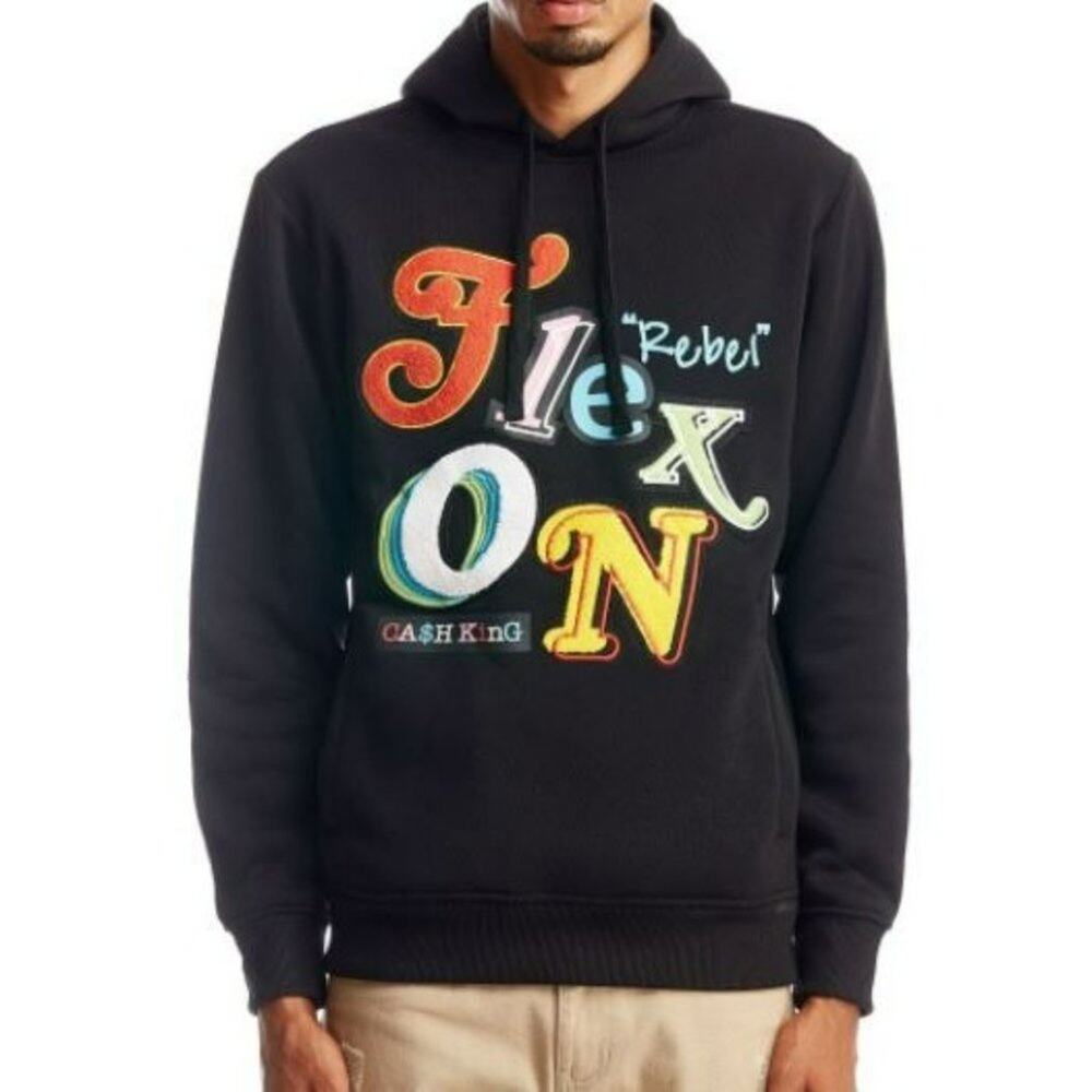 Rebel Minds Black Flex On  Pullover Hoodie Small